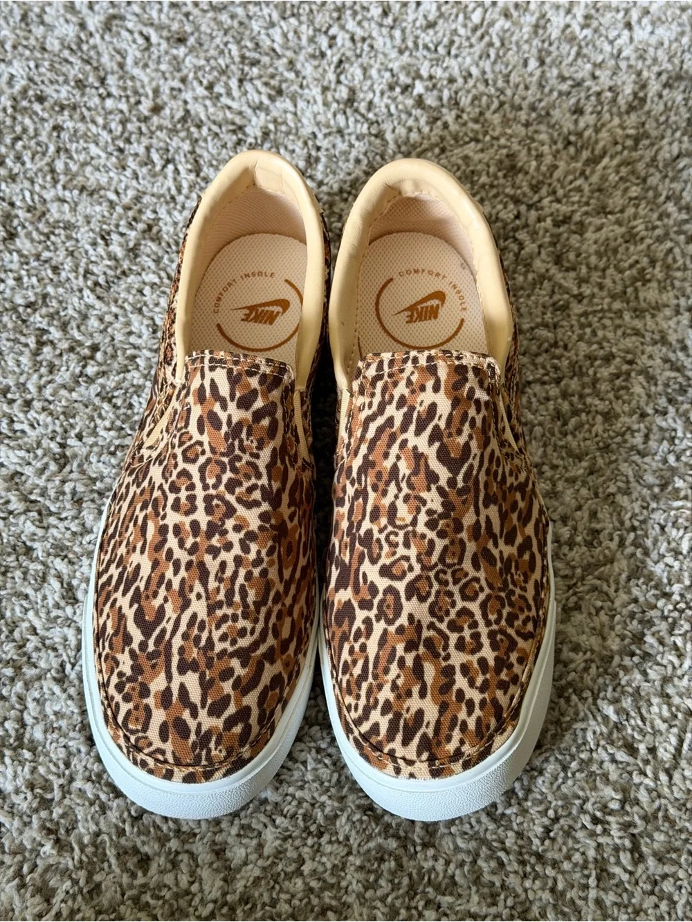 Nike Leopard-Print Slip-On Sneakers in Tan/Brown